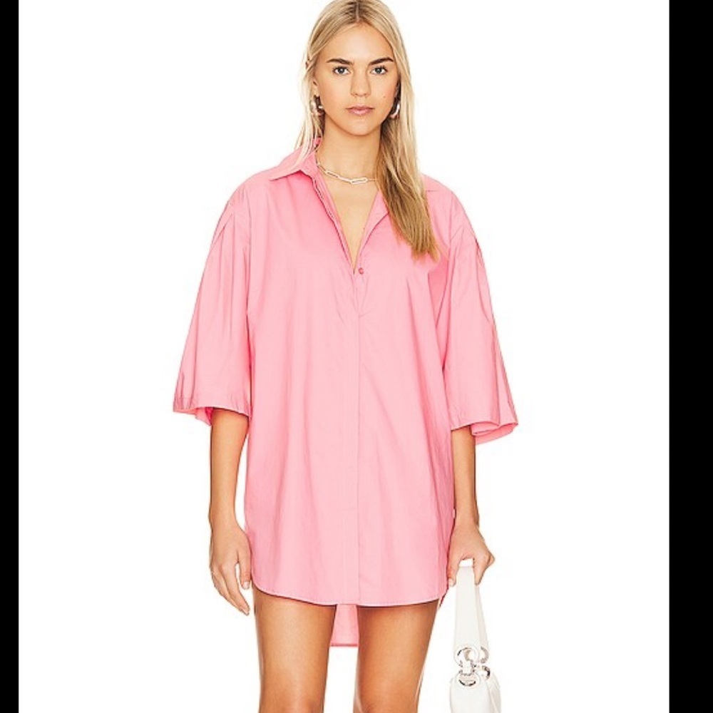 L'Academie Light Pink Casual Button Down Willacy Shirt dress